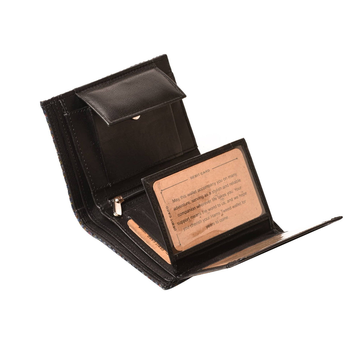 Harris Tweed Wallet Small Bifold Black