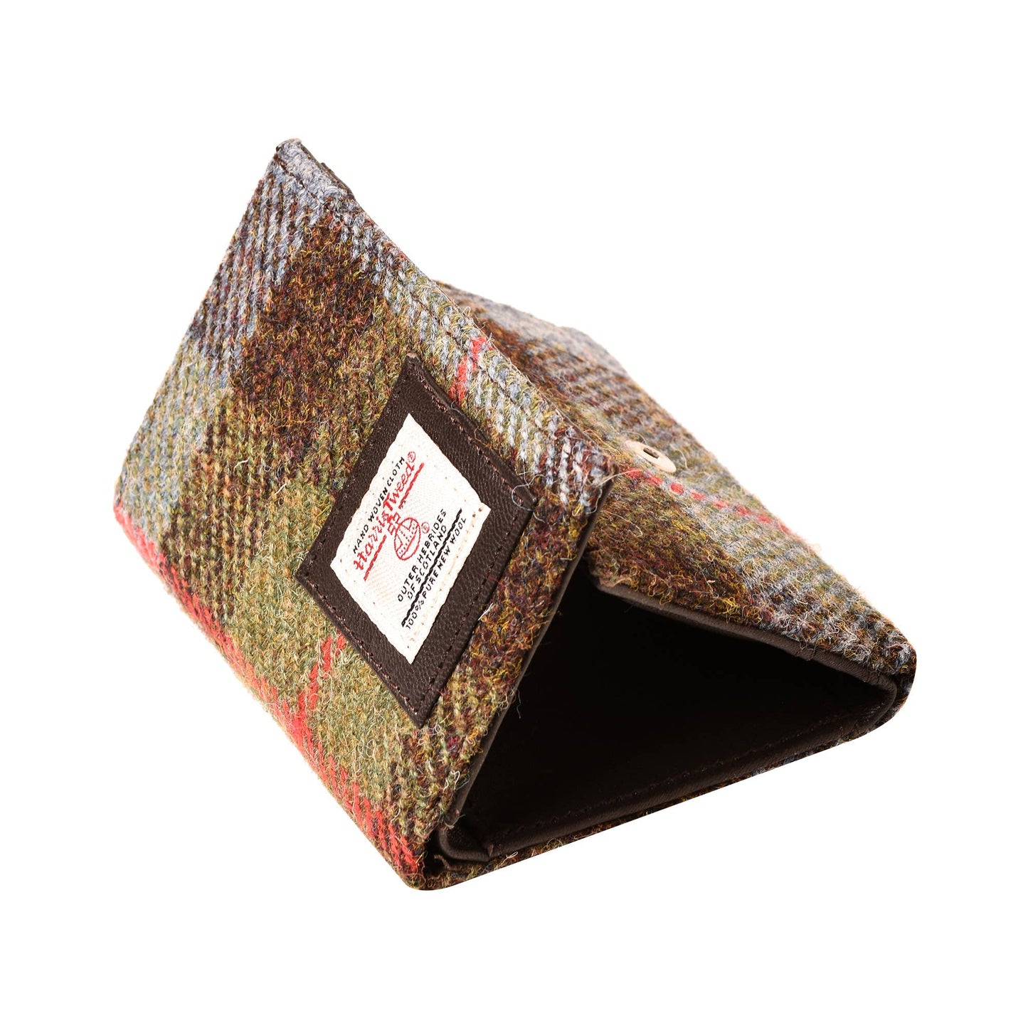 Harris Tweed Wallet Trifold Button Green