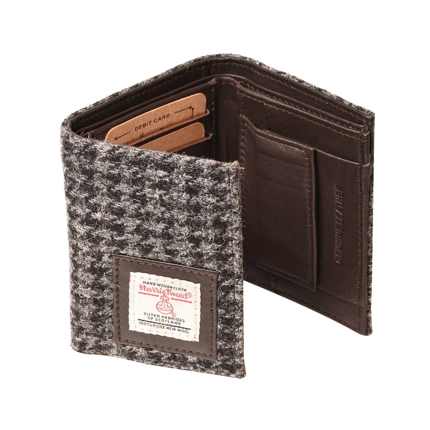 Harris Tweed Wallet Trifold Button Black