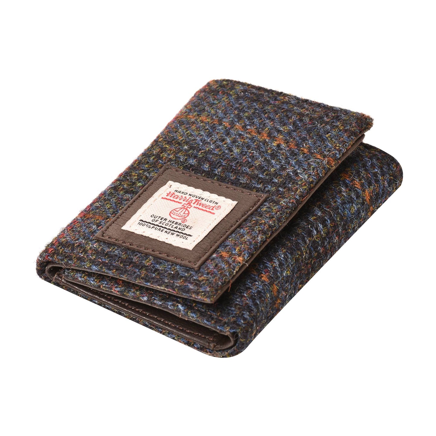 Harris Tweed Wallet Trifold Button Navy Blue