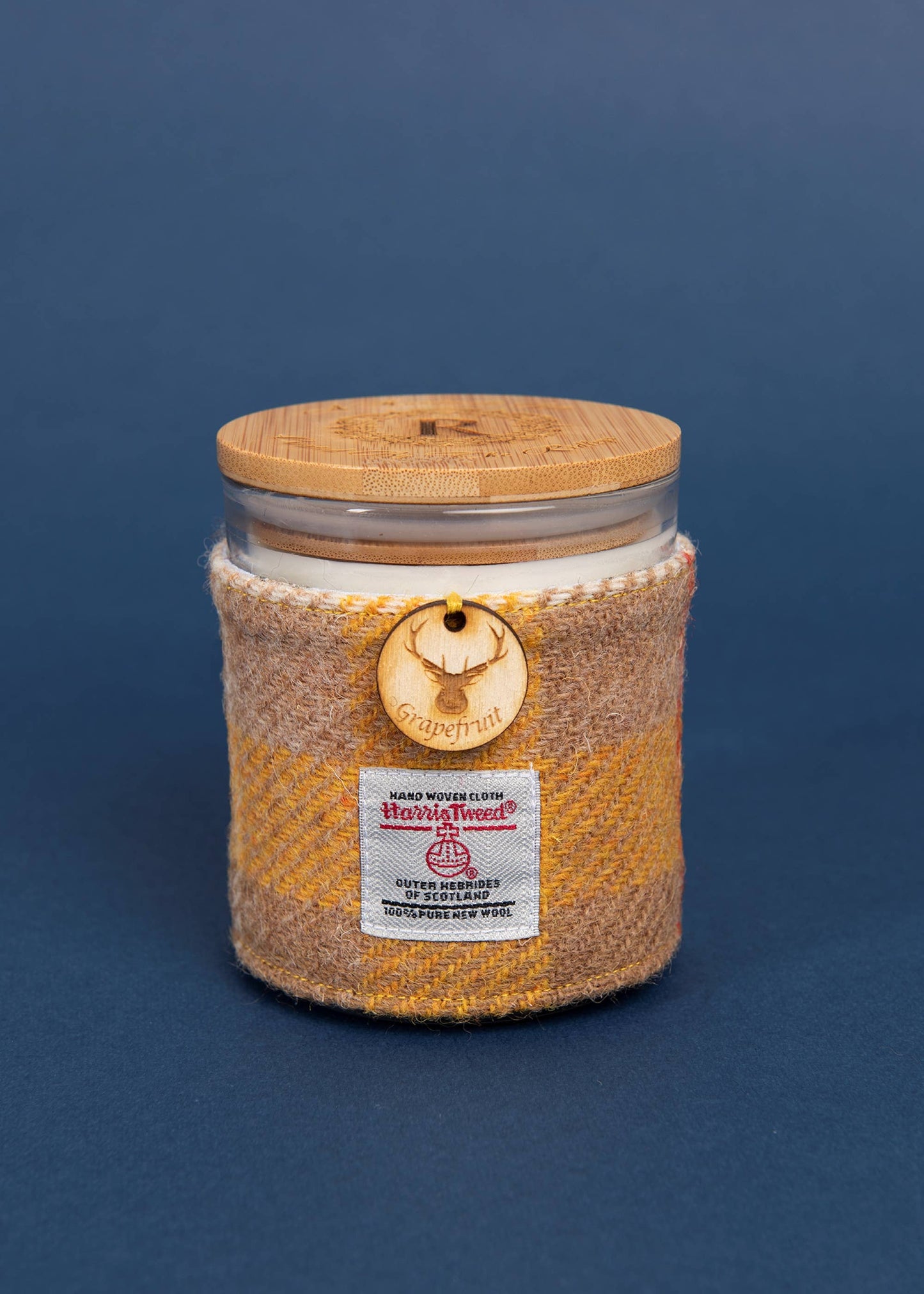 Grapefruit Candle with Harris Tweed Sleeve