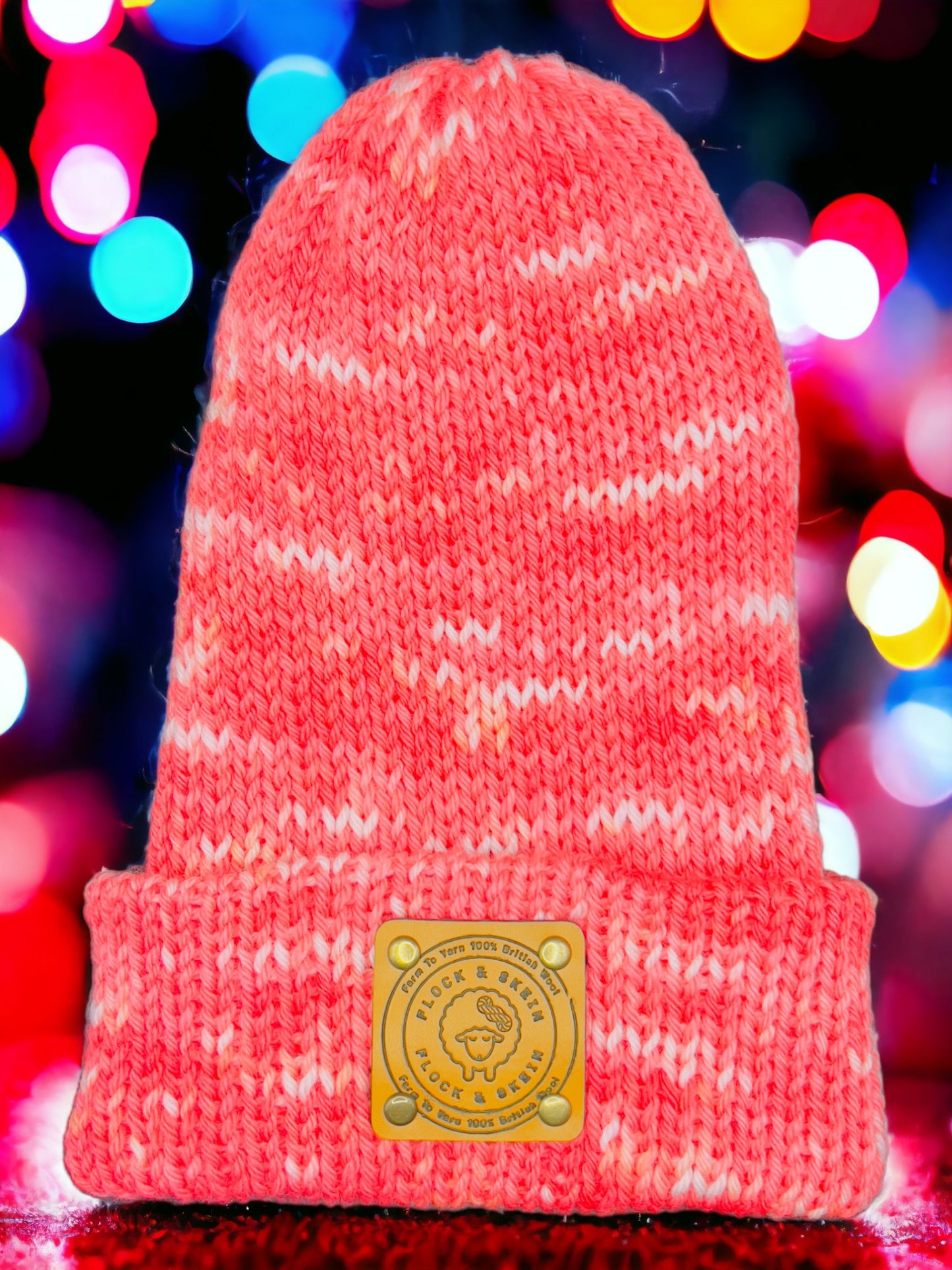 Pure Wool Beanie - Strawberry Ripple
