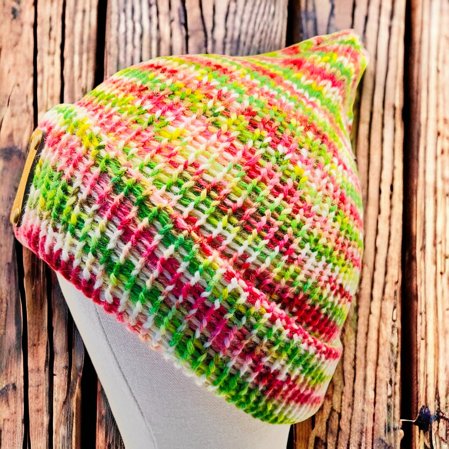 Pure Corriedale Wool Beanie - Tulip Fields