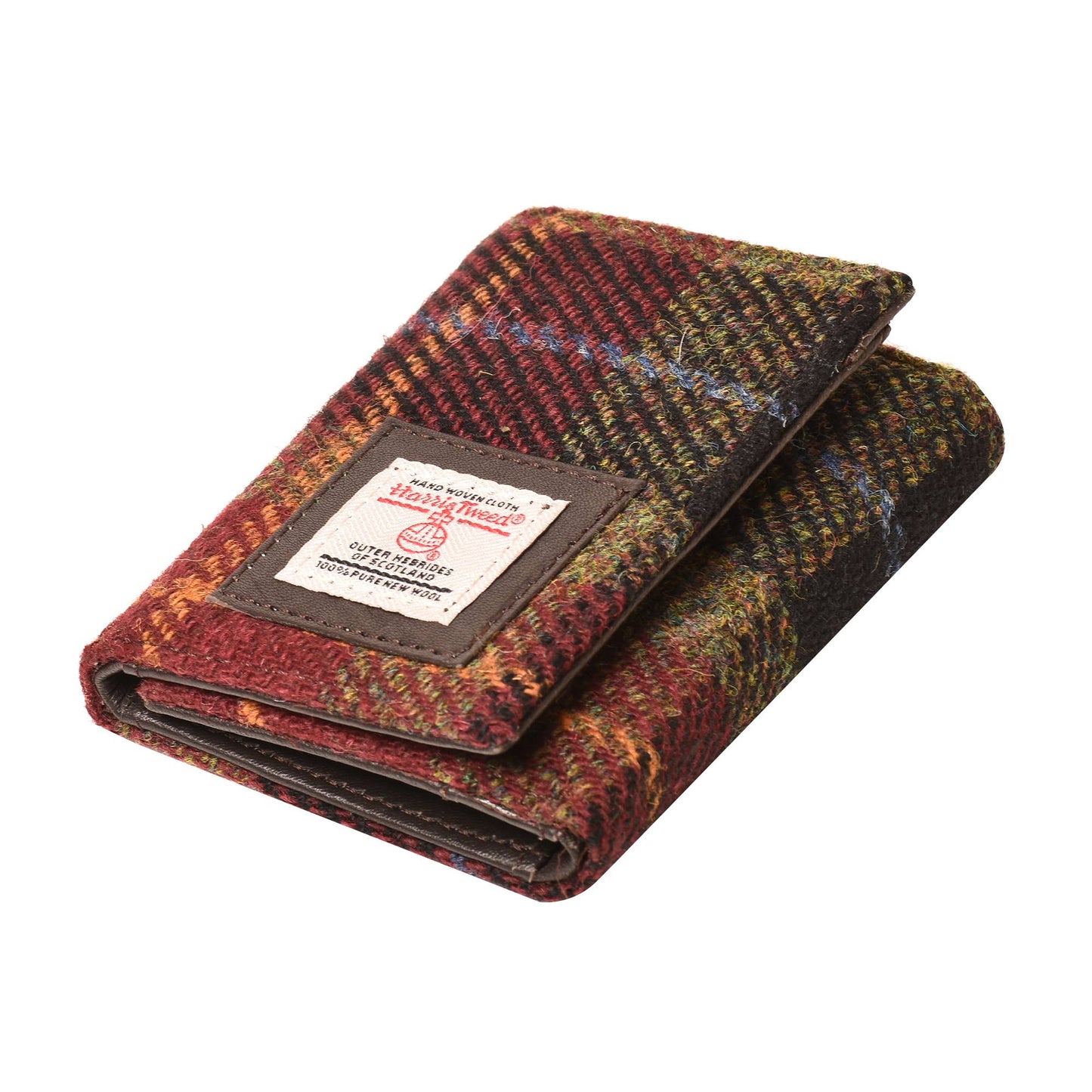 Harris Tweed Wallet Trifold Button Red