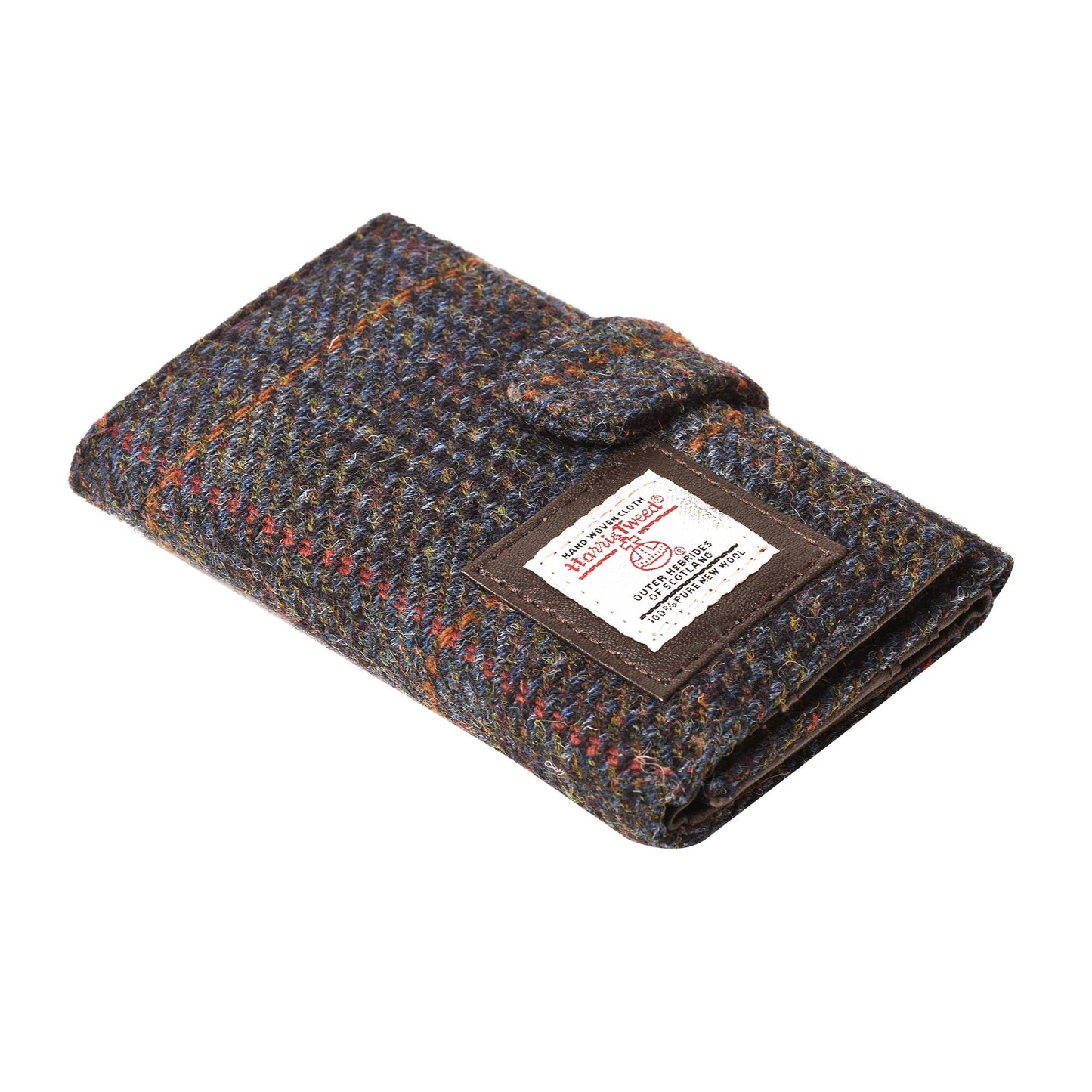 Harris Tweed Wallet Trifold Flap Navy Blue