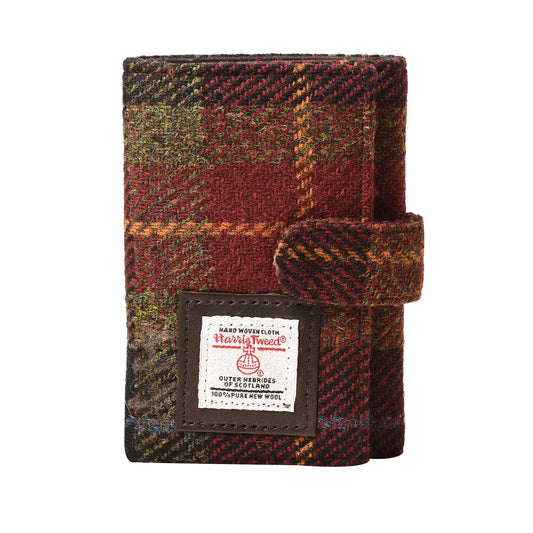 Harris Tweed Wallet Trifold Flap Red