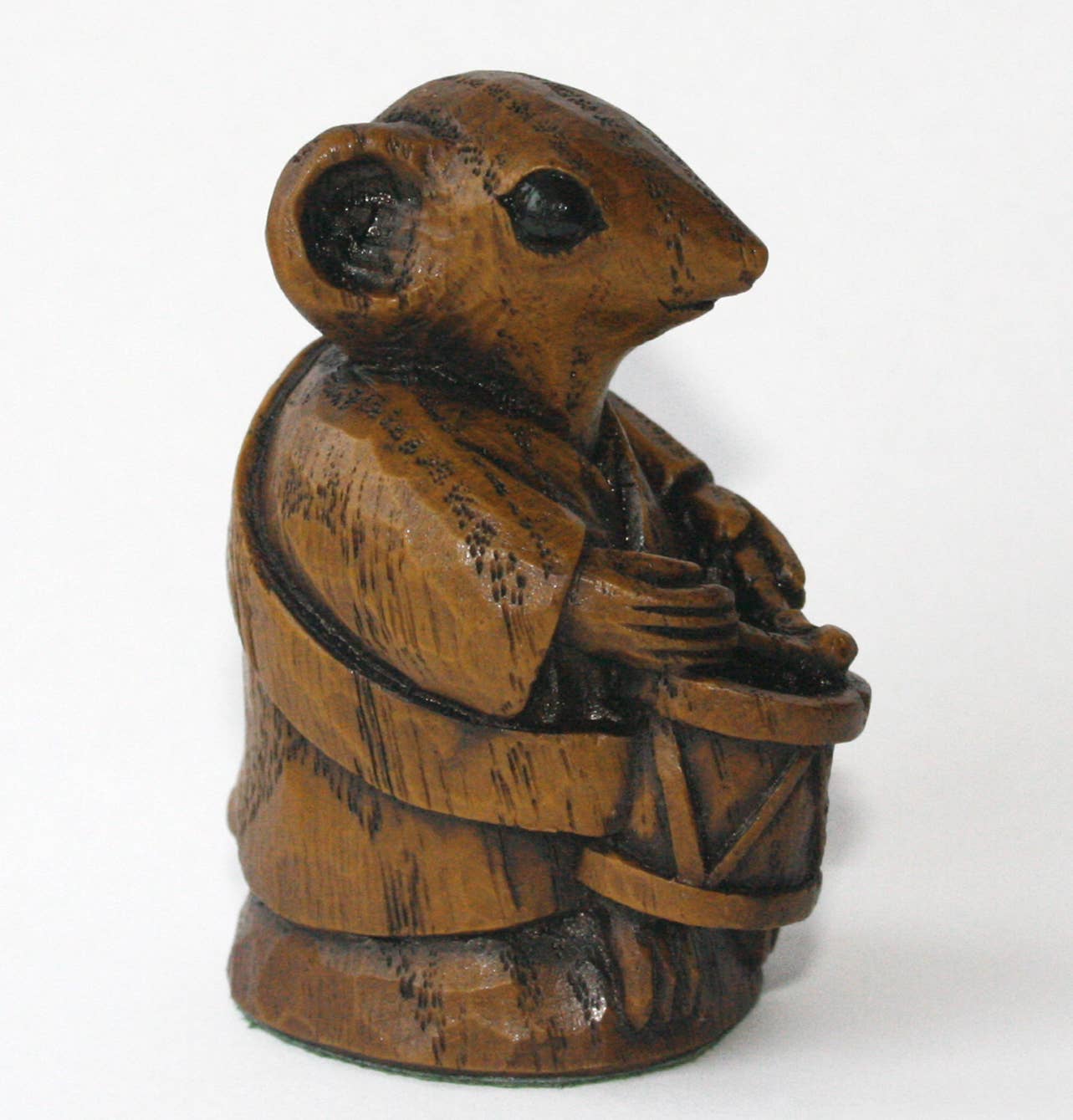 Musician Mouse Drumming. Reproduction Carving Gift Ornament.