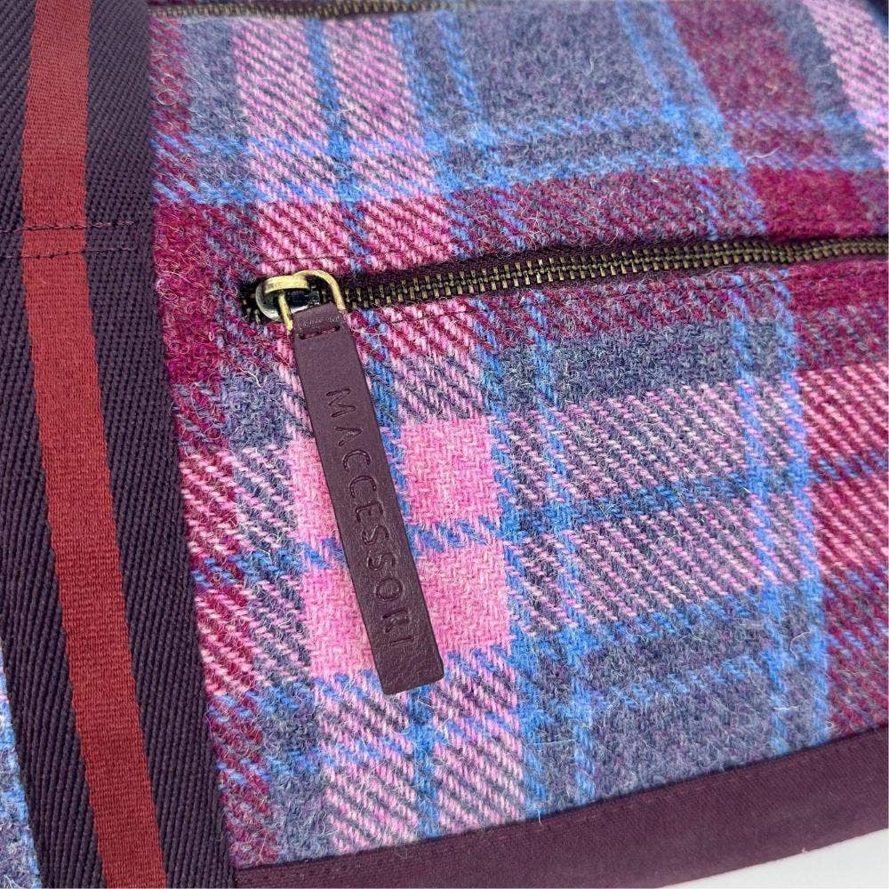 Harris Tweed Barrell Holdall Weekender Bag Pastel Pink