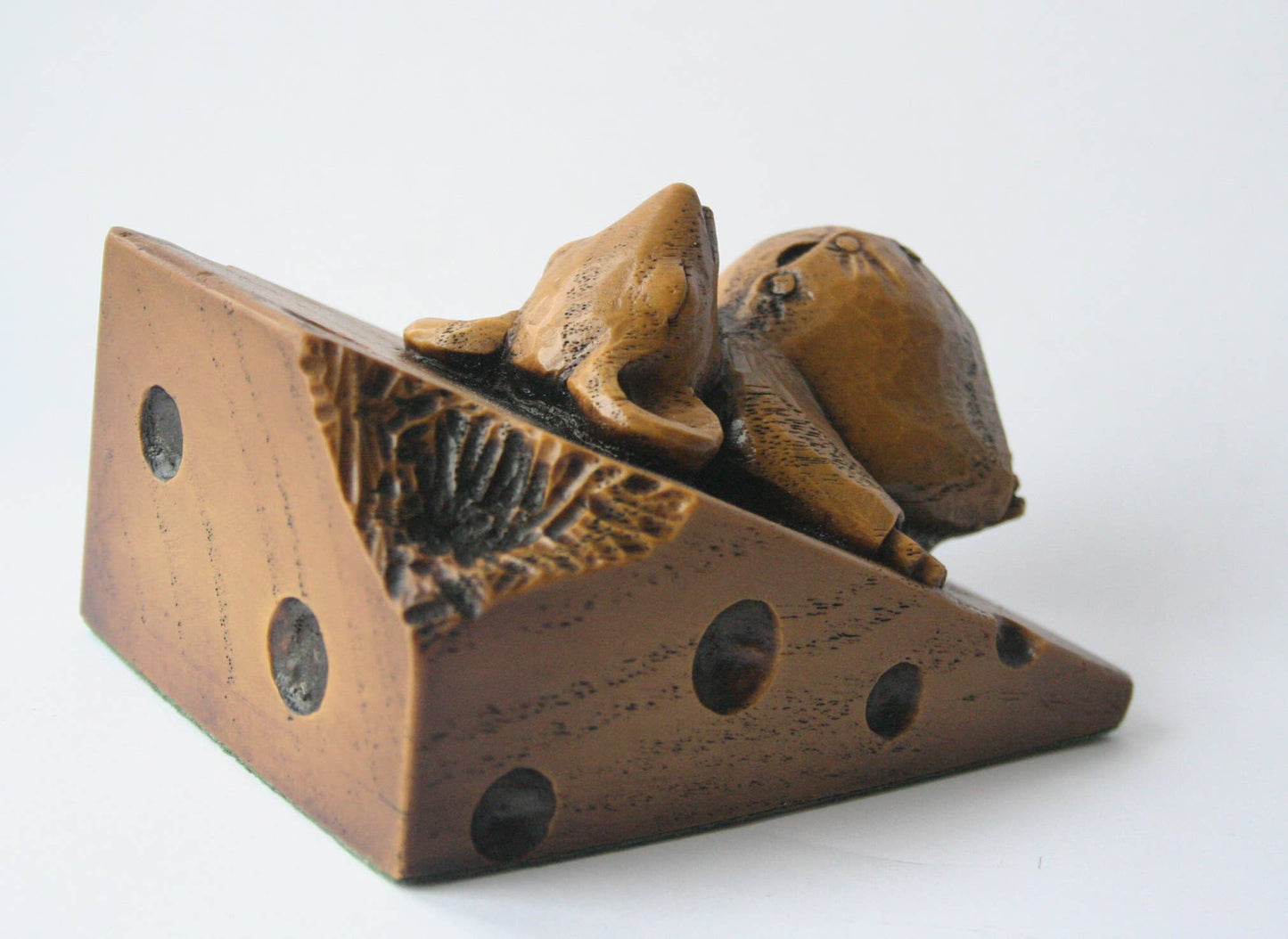 Church Mouse Asleep on Cheese Reproduction Carving Ornament.