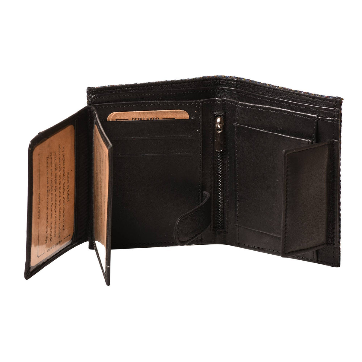 Harris Tweed Wallet Small Bifold Black