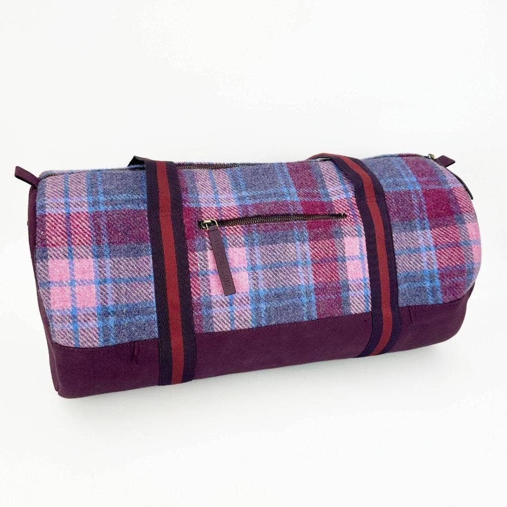 Harris Tweed Barrell Holdall Weekender Bag Pastel Pink