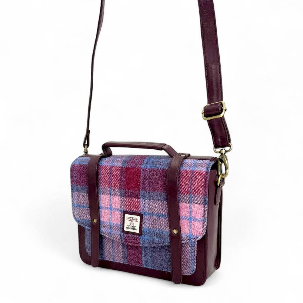 Harris Tweed Ladies Messenger Bag Pastel Pink