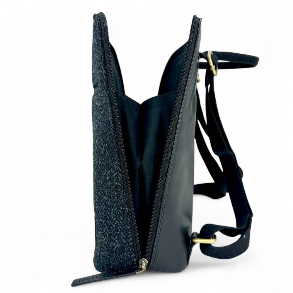 Large Backpack in Charcoal Tweed