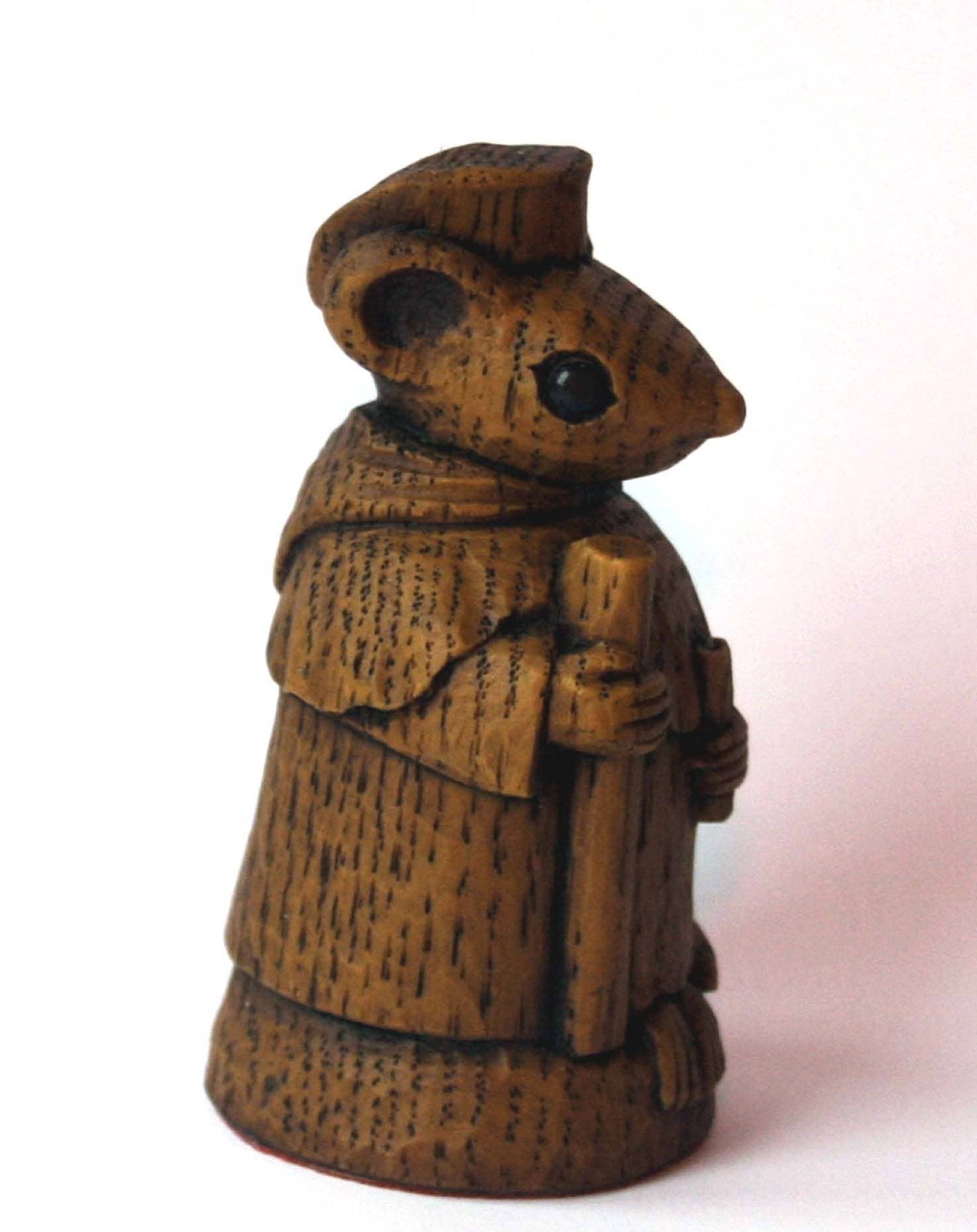 Church Mouse with Cardinal.  Reproduction carving Ornament.
