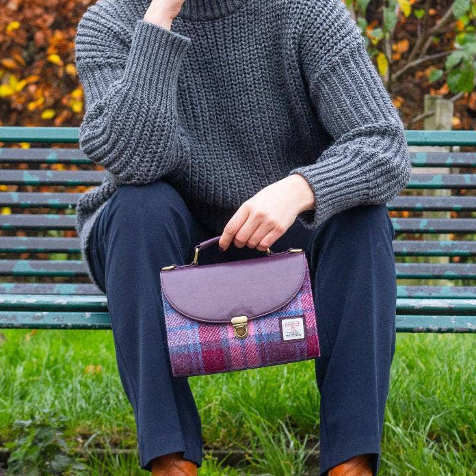 Harris Tweed Ladies Mini Day Satchel Bag Pastel Pink