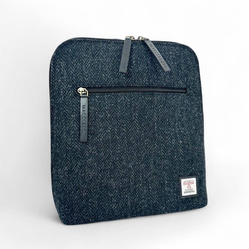 Large Backpack in Charcoal Tweed