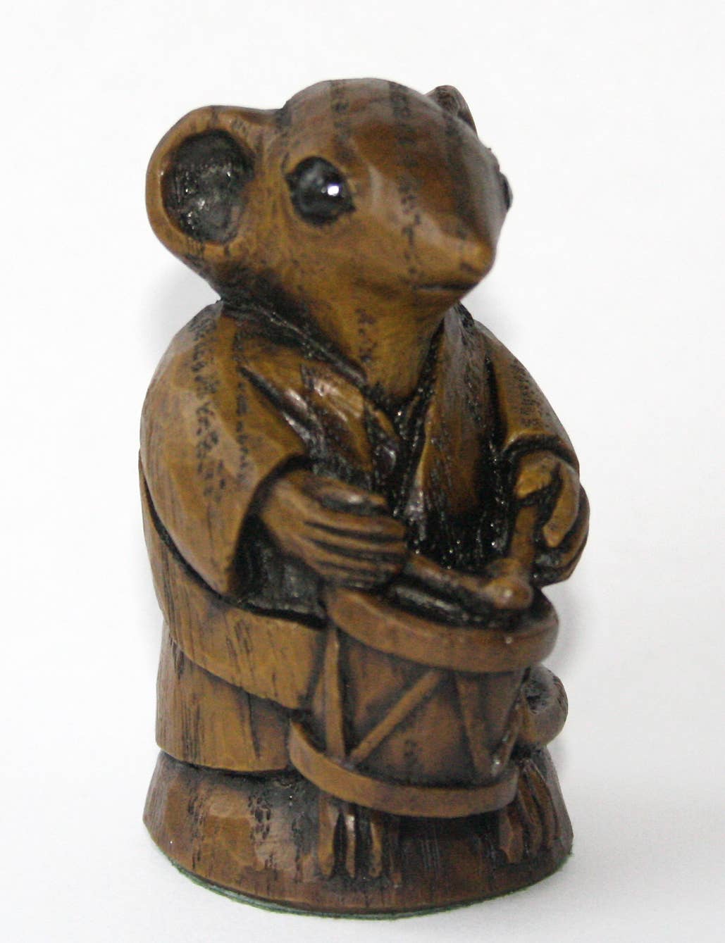 Musician Mouse Drumming. Reproduction Carving Gift Ornament.