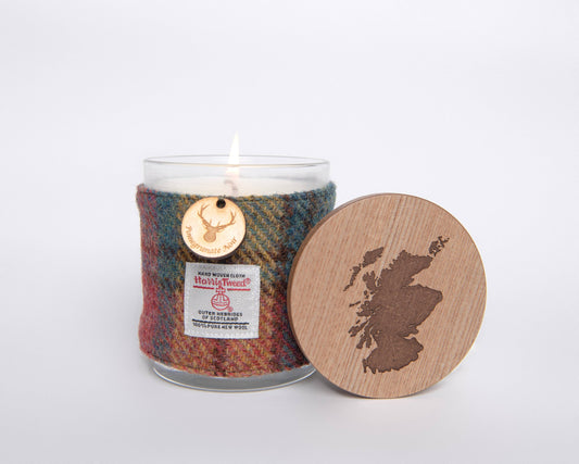 Pomegranate Noir Candle with Harris Tweed Sleeve