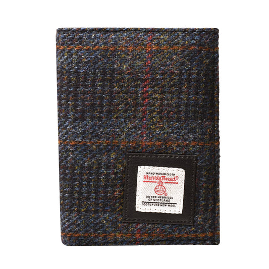 Harris Tweed Wallet Big Bifold Navy Blue