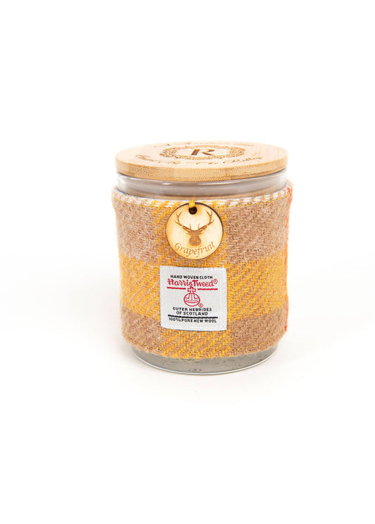 Grapefruit Candle with Harris Tweed Sleeve