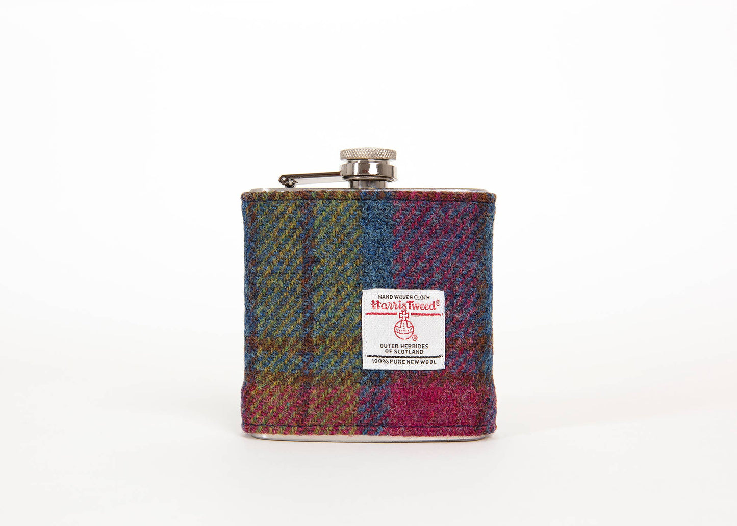 6oz Harris Tweed Hip Flask - Rainbow - HT19