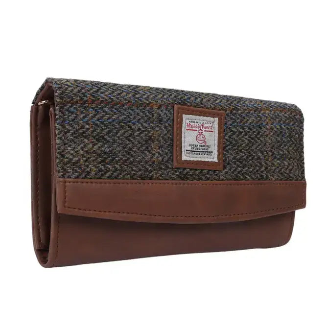 Harris Tweed Clutch -  Brown