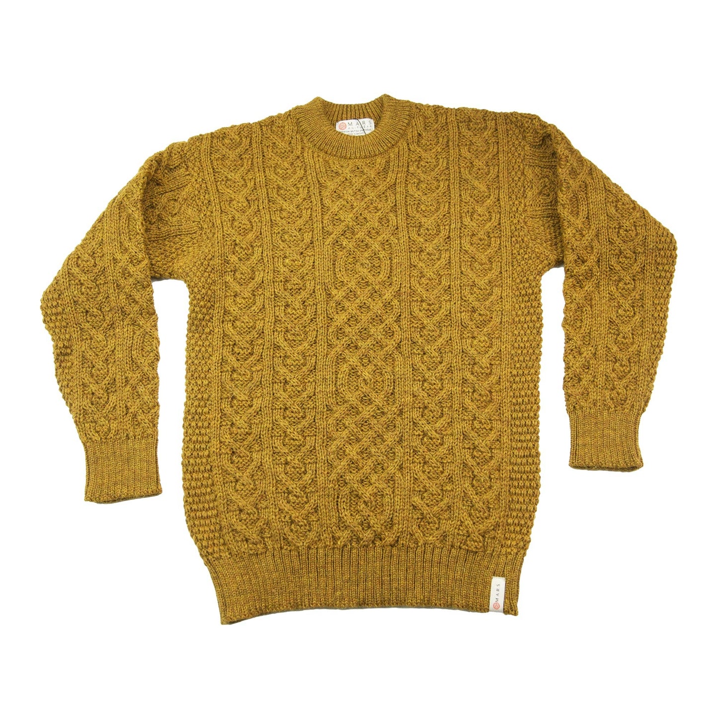 British Wool Aran Cable Jumper - Harvest