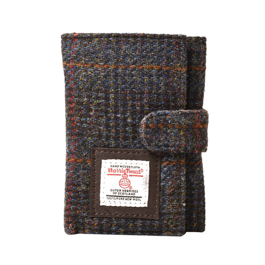 Harris Tweed Wallet Trifold Flap Navy Blue