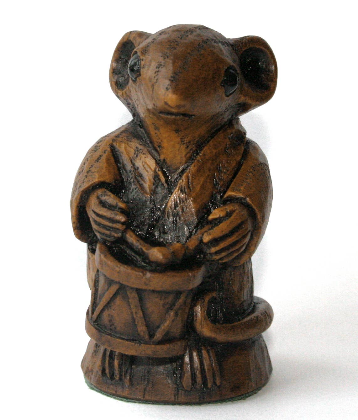Musician Mouse Drumming. Reproduction Carving Gift Ornament.