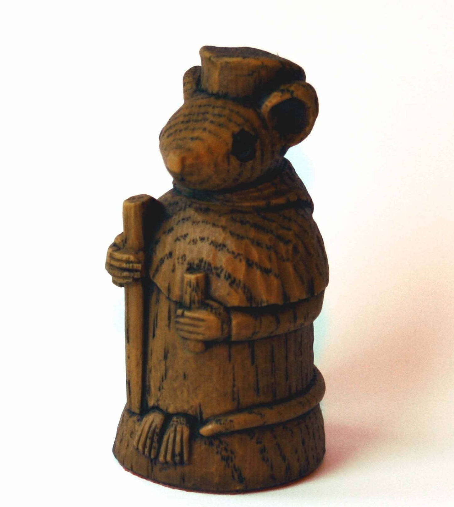 Church Mouse with Cardinal.  Reproduction carving Ornament.