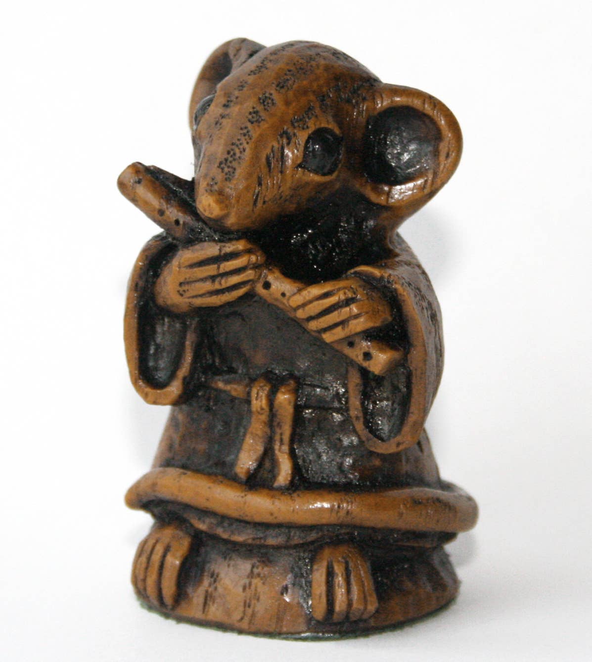 Church Mouse Playing Flute Reproduction carving ornament.
