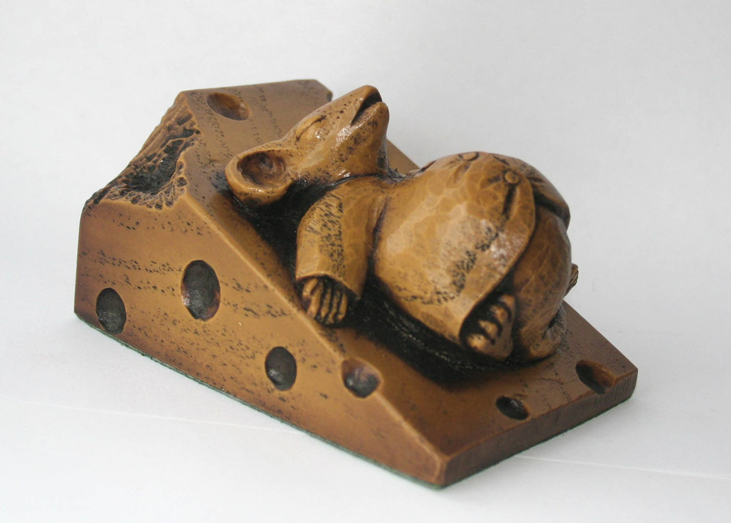 Church Mouse Asleep on Cheese Reproduction Carving Ornament.