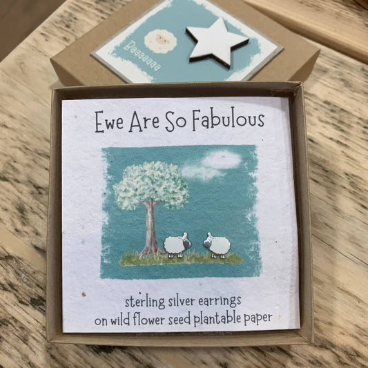 Boxed Sterling Silver Ewe Are So Fabulous Earrings 