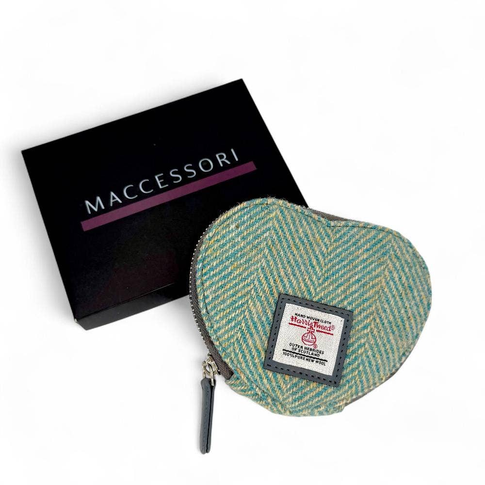 Heart Purse Turquoise Herringbone