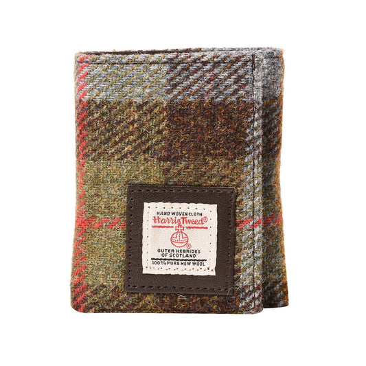 Harris Tweed Wallet Trifold Button Green