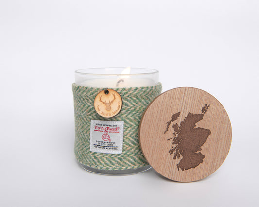 Lime, Basil & Mandarin Candle with Harris Tweed Sleeve