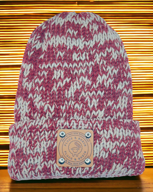 Pure Wool Merino Beanie - Fair Isle Beet