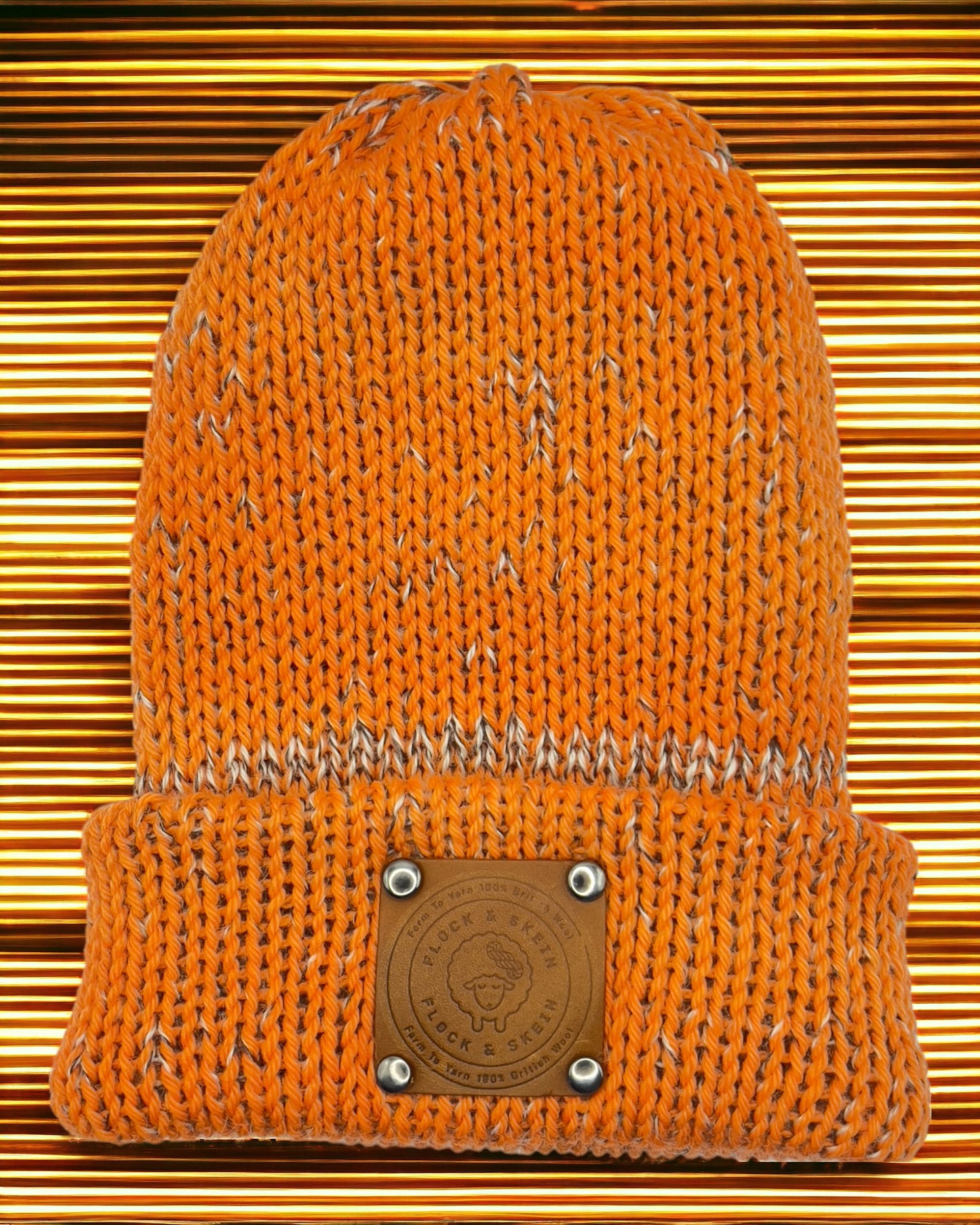 Pure Wool Merino Beanie - Tangerine Tweed