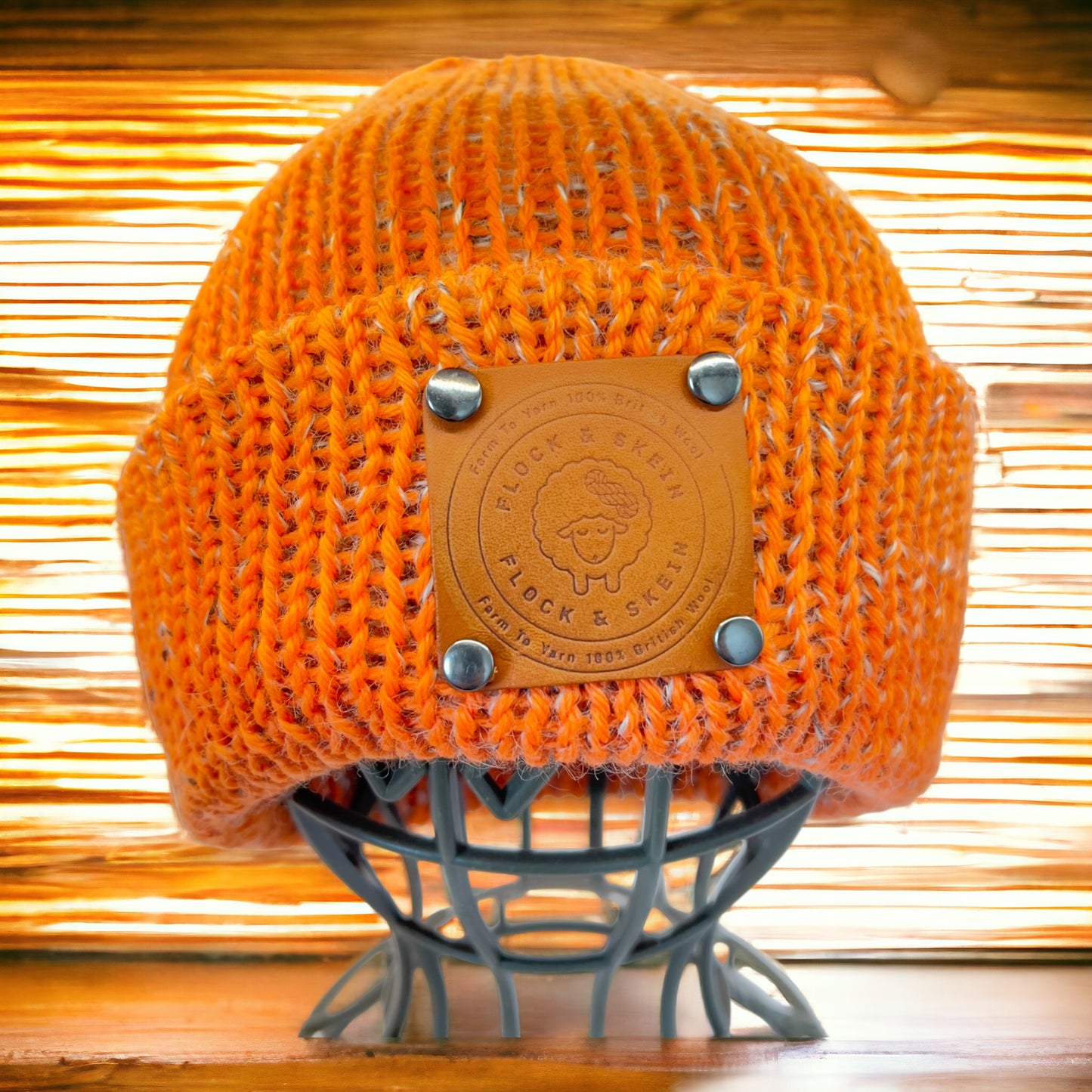 Pure Wool Merino Beanie - Tangerine Tweed