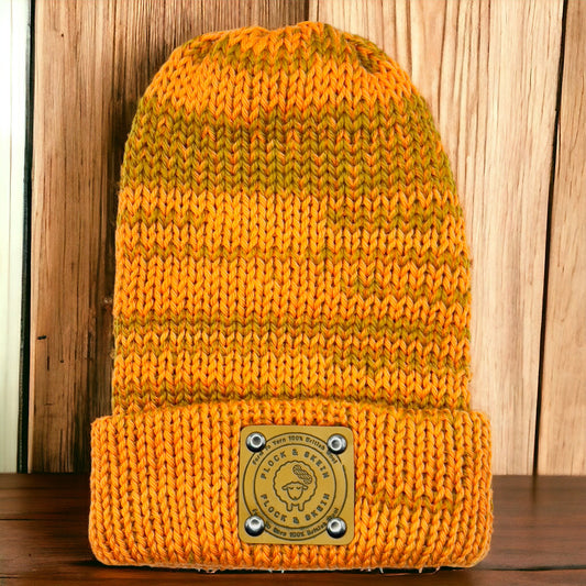 Pure Wool Merino Beanie - Tangerine Tiger
