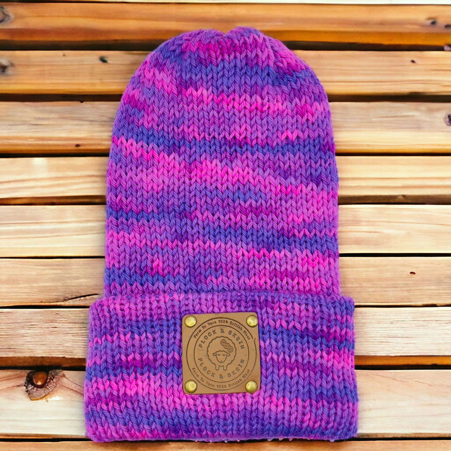 Pure Wool Beanie -  Pink N Purple Pop