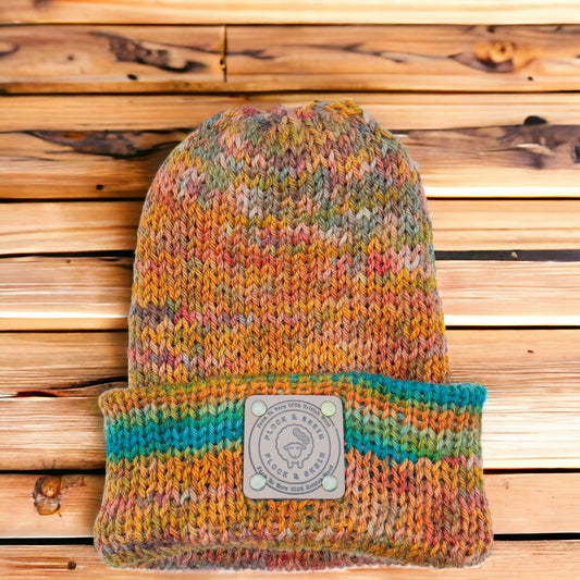 Pure Wool Beanie - Autumn Leaves