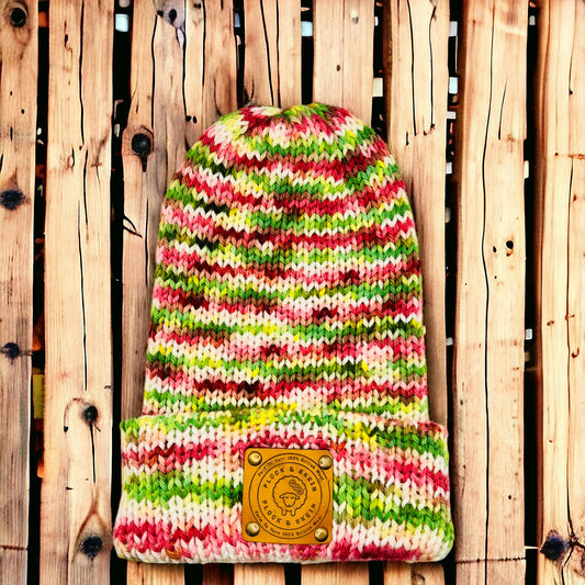 Pure Corriedale Wool Beanie - Tulip Fields