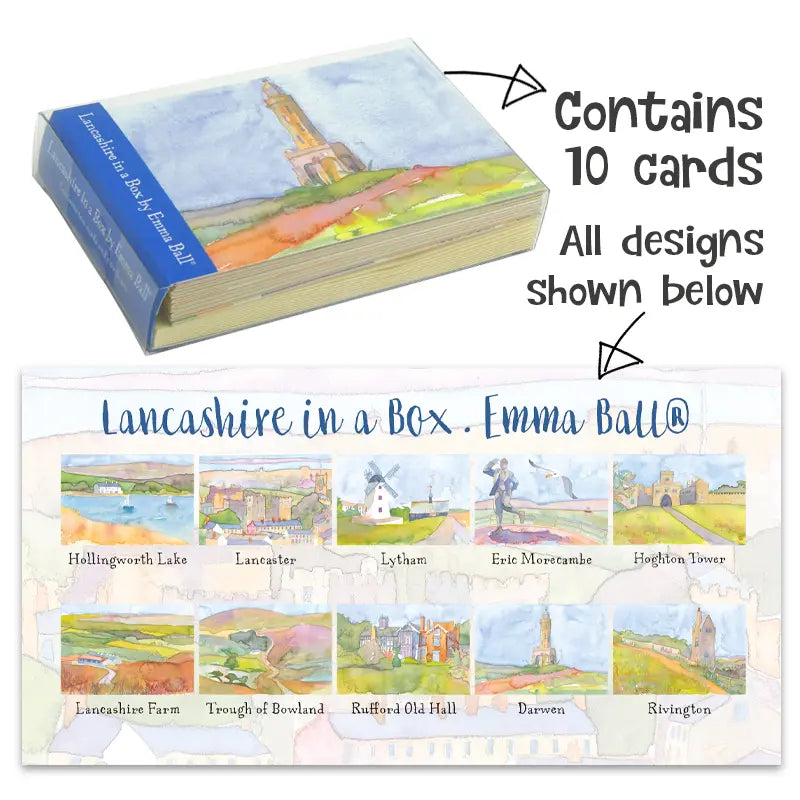 EMMA BALL - LANCASHIRE BOXED NOTECARDS (10 CARDS, 10 DESIGNS)