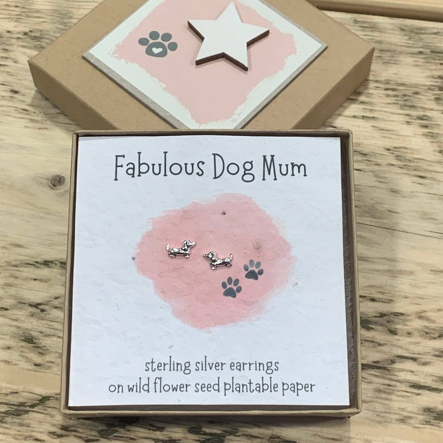 Boxed Sterling Silver Fabulous Dog Mum Dachshund Earrings  