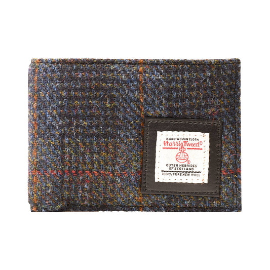 Harris Tweed Wallet Card Pocket Curved Navy Blue