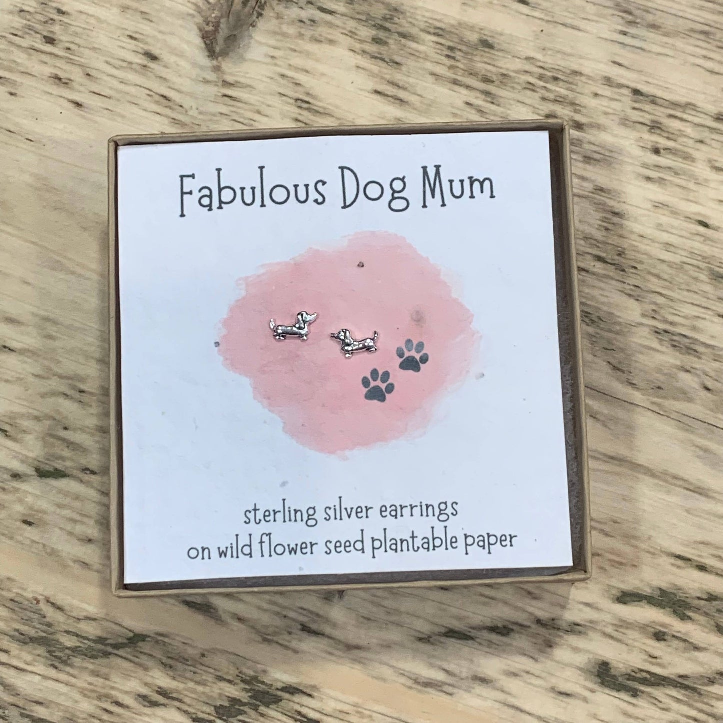 Boxed Sterling Silver Fabulous Dog Mum Dachshund Earrings  