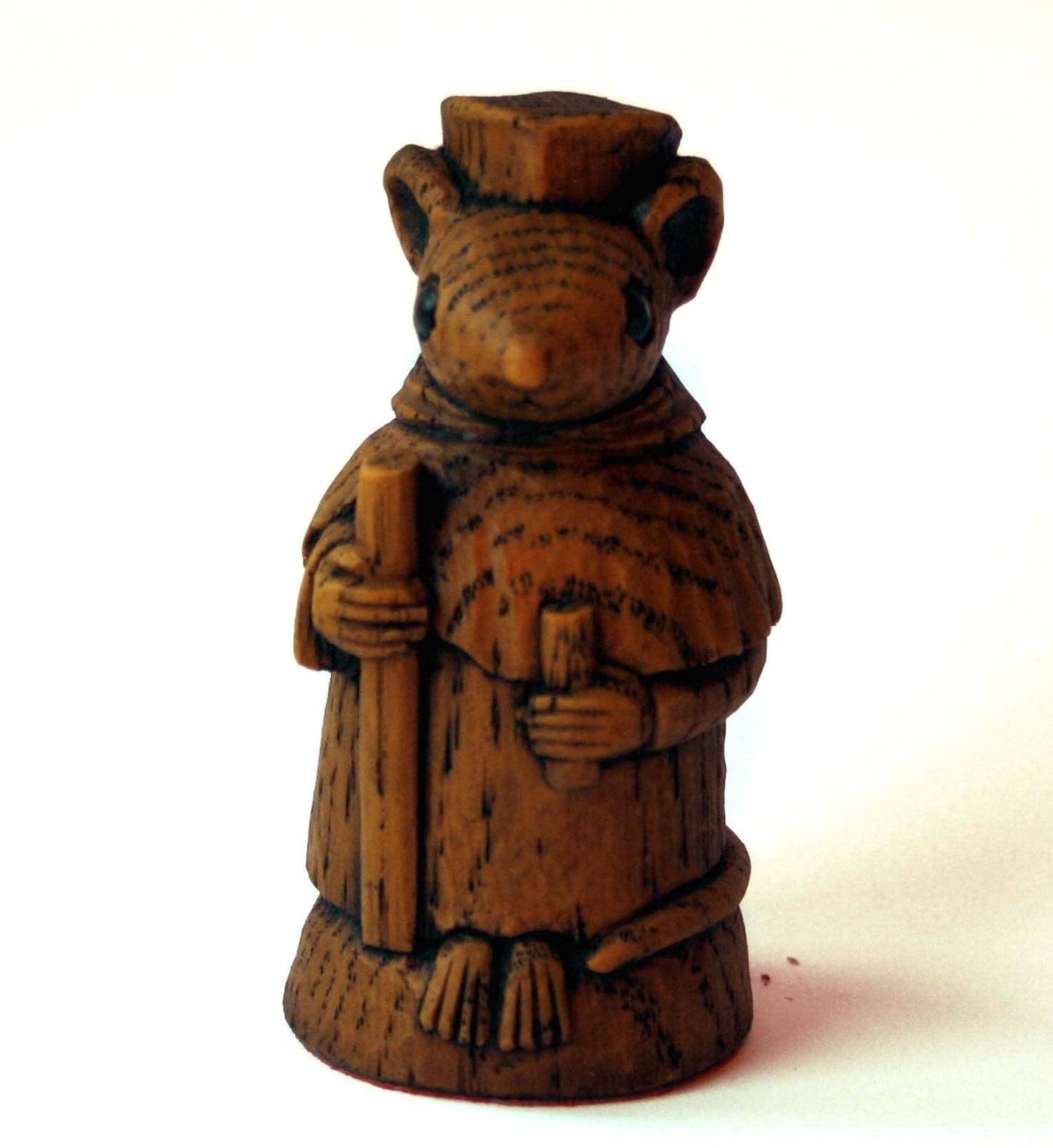 Church Mouse with Cardinal.  Reproduction carving Ornament.
