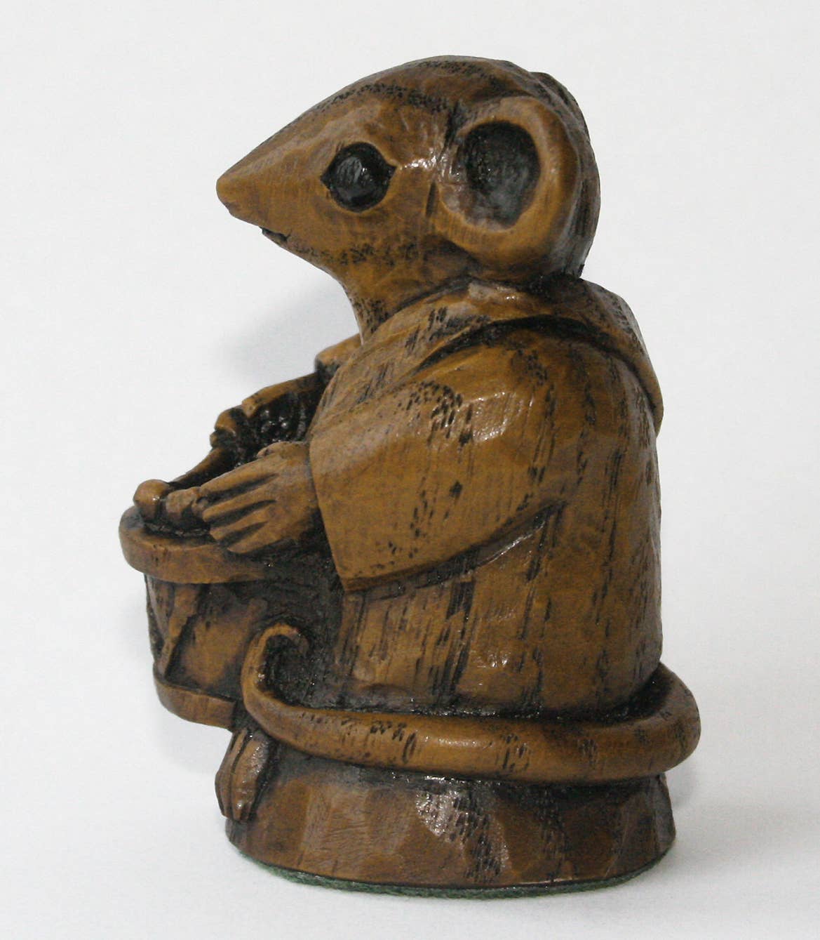 Musician Mouse Drumming. Reproduction Carving Gift Ornament.