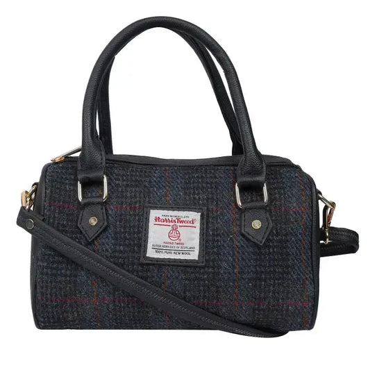 Harris Tweed Bowling Hand Bag Navy Blue